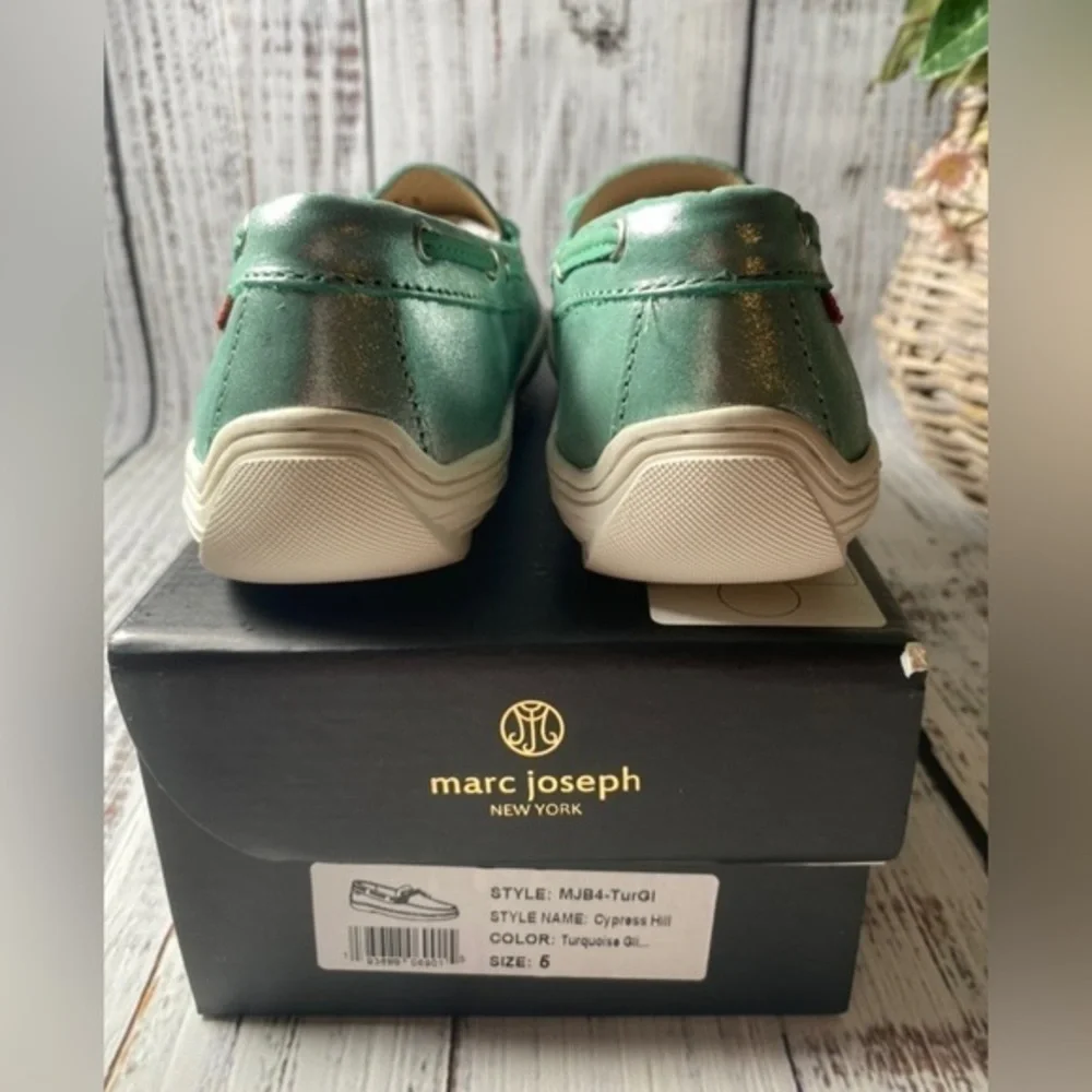 Marc Joseph Leather Cypress Hill Loafer’s in Glistening Turq Size 5 (6) NIB